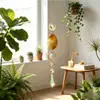 Ágata Natural Gravilla Cristal Colgante Pequeño Encanto Campana de Viento Hecha a Mano Colgante para Jardín Interior Adorno de Bola de Cristal