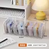 Caja de almacenamiento de tarjetas transparente con tapa, a prueba de polvo, apilable, caja organizadora compartimentada para escritorio, caja de colección de artículos de anime para tarjetas pequeñas