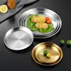 Plato Redondo de Acero Inoxidable 304 Plato para Barbacoa Coreana Plato para Snacks Plato para Comida Occidental Plato para Huesos Plato para Bistec Vajilla Plato para Fruta