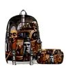 Temporada de Regreso a Clases Mochila Personas de Palo de Madera y Bestia Marina Tungtungtung Mochila Estuche para Lápices de Doble Capa Juego de Dos Piezas