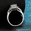 Anillo de Plata de Ley S925 Xindeyi para Mujer, Anillo de Moissanita de 1 Quilate, Diseño Redondo con Estrellas Alrededor, Cuatro Garras de Plata de Ley