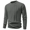 Suéter de Punto Calado con Rayas Verticales y Cuello Redondo para Hombre Otoño/Invierno 2026 Camisa Básica de Manga Larga Texturizada Casual de Negocios