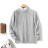Nuevo suéter de lana 100% pura para hombre de otoño e invierno, top de punto de lana holgado de talla grande para ropa de negocios