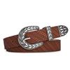 Cinturón para Mujer Estilo Europeo y Americano Ins Hebilla Tallada Vintage Decorativo para Vestido Chaqueta Versátil Cinturón para Niña Cinturón de PU Bordado