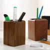 Portalápices de madera para papelería, Suministros de oficina creativos, Adornos de caja para bolígrafos de madera de haya, Portalápices cuadrado de madera para almacenamiento de escritorio