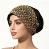 Chapéu com Miçangas e Renda de Crochê, Faixa Larga Fina com Renda Vazada e Pérolas, Faixa Elástica de Renda, Chapéu Headwrap, Chapéu Lenço Étnico