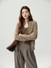 Estilo Old Money~ Cuello Alto Cremallera Doble Cardigan de Cachemir para Mujer Textura de Punto Trenzado Prendas de Punto Capa Base Engrosada Ropa de Abrigo