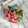 Estilo europeo 10 cabezas ramo de simulación de plástico boda tela de seda Camelia decoración del hogar flor falsa mesa de comedor rosa Capullo de té