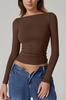 Top Europeu e Americano Feminino Outono Transfronteiriço Sexy Costas Abertas Manga Longa Camisa Gola Redonda Camiseta Spice Girls Slim Fit Para Sair Roupas Femininas