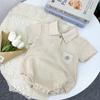 Bebê Macacão masculino bebê em roupas de verão Polo colarinho cor sólida romper recém-nascido cavalheiro romper romper