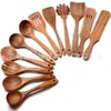 Amazon Mais Vendido Conjunto de Espátula e Colher para Cozinha com Cabo Longo de Madeira de Acácia Conjunto de Sete Peças Espátula para Panela de Madeira Maciça Conjunto de Oito Peças Colher de Sopa Atacado