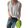 Camiseta sin mangas acanalada de color liso, versátil, holgada, unisex, estilo coreano, sudadera casual de verano con un diseño elegante, sin mangas