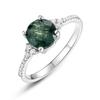 Anel de Musgo Verde de Prata S925 Transfronteiriço da Amazon para Mulheres Anel de Ágata Grama Aqua Leve Luxo Nobre Elegante Elegante Cabelo