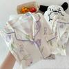 Pijama de Tulipanes Morados Japoneses para Mujer Primavera y Otoño Manga Larga Estilo Pastoral Tela Arrugada Traje Delgado Ropa para el Hogar Foto Real Venta al por Mayor