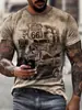 Comercio Exterior Europeo y Americano Nuevo Estilo Camiseta de Manga Corta Casual para Hombre con Estampado 3D Holgada Pulóver Transfronteriza