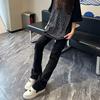 Calça Flare Feminina, Novo Estilo Primavera e Outono 2026, Cintura Alta, Emagrecimento, Justa ao Corpo, Petite, Calça Bootcut Preta