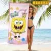 Atacado Transfronteiriço Amazon Comércio Exterior Desenho Animado Animação Toalha de Praia Microfibra Secagem Rápida Bob Esponja Toalha de Banho Secagem Rápida