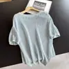 Camiseta de Manga Corta Fina de Punto Hueco para Verano 2026, Blusa Fina Adelgazante que Reduce la Edad para Mujer al por Mayor H03ET6681