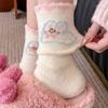 Meias de Veludo Australianas Cor-de-Rosa para Mulheres, Outono e Inverno Espessadas Desenho de Morango Coelho Laço Meia de Cano Médio para Dormir