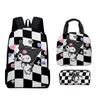 Mochila 3D Sanrio Kuromi Kuromi para estudiantes de primaria, bolsa de almuerzo para niños, juego de lápices