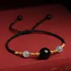 Estilo Xiaohongshu Mismo Estilo Grano de Frijol Rojo Ágata Roja Natural Pulsera Cuerda de Colgante para Pareja Cuerda de Mano Colgante