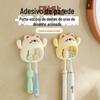 Novo Cartoon Bear Toothbrush Holder Punch-free Household Toilet Wall Dormitório Toothbrush Storage Rack Wall Hanger