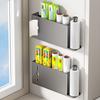 Portarrollos de papel de cocina, estante de almacenamiento multifuncional para toallas de papel, espacio, aluminio, adhesivo mágico sin costuras, refrigerador, estante para papel film de plástico