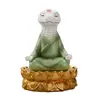 Decoração de mesa raposa meditando inspirada em Zen, estátua genuína de píton Huhuangchang para exibição em altar com base de lótus, pode ser usada para armazenamento, disponível para atacado