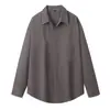 Camisa Masculina de Manga Longa Retrô Japonês Simples Off-Shoulder Solta 100% Algodão Casual Jaqueta de Trabalho