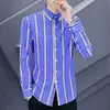 Camisa de Manga Larga a Rayas, Estilo Europeo y Americano, Promoción Principal de Primavera, Camisa Blanca para Hombres Jóvenes