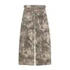Jeans de camuflaje con bordado de letras de rama estilo callejero americano, pantalones de pierna ancha de diseño de nicho unisex