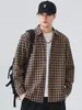 Camisa de Manga Longa com Lapela Masculina 2026 Outono Nova Camisa Xadrez Jaqueta Versátil Jaqueta Camisa Masculina