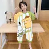 Pijama Infantil de Peça Única Kapibala Verão Manga Curta Roupa de Casa Infantil Roupa para Ar Condicionado Crianças Maiores Saco de Dormir para Bebê Roupa Externa