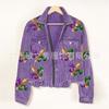 Chaqueta de solapa lavada popular de otoño e invierno de estación independiente transfronteriza europea y americana, chaqueta de mujer de uniforme de béisbol de pana con lentejuelas