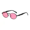 Gafas de Sol Ovaladas de Metal para Mujer Estilo Nuevo, Gafas de Sol de Calle de Moda con Protección Solar, Gafas de Sol Personalizadas Transfronterizas Europeas y Americanas para Mujer