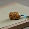 Talla de Madera de Sándalo Fu Conejo Tigre Zodiaco Lindo Dibujo Animado Madera Llavero Colgante para Hombres y Mujeres Colgante de Joyería