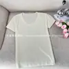 Ropa Zhengqite/25 Primavera Elegante Versátil Casual Seda Lana Cuello Redondo Manga Corta Camiseta Base de Punto