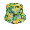 Sombrero de Pescador Estilo Hip-Hop Transfronterizo, Reversible, Unisex, Sombrero para el Sol para Exteriores, Sombrero de Cubo Estampado Versátil de Moda