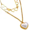 Delicado y Elegante Collar Versátil en Forma de Corazón para Mujer, Diseño de Nicho Color Dorado, Joyería de Acero de Titanio Chapado en Oro de 18K