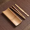 Utensílios de Chá de Bambu, Tapete para Cerimônia do Chá, Pano de Chá, Colher de Chá, Pinça de Chá, Bandeja de Chá, Conjunto de Chá Kung Fu, Acessórios para Cerimônia do Chá, Conjunto de Três Peças