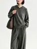 26 Otoño/Invierno Nuevo Conjunto de Dos Piezas Sencillo Deportivo Casual Sudadera con Capucha y Pantalones de Punto Holgados y Fluidos 32101