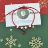 Pulseiras de Natal Mais Vendidas na Europa e América, Sino, Floco de Neve, Peças de Liga de Zinco e Argila Polimérica do Papai Noel, Pulseiras Trançadas à Mão