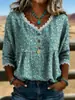 2026 Nueva Camiseta Estampada Transfronteriza de Cuello en V Top de Encaje Elegante Camisa Casual para Viajes Diarios para Mujer Verano