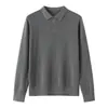 Camisa polo para hombre, otoño e invierno, manga corta, Tencel, casual de negocios, versátil, top de punto Lyocell, estilo camiseta