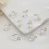 Pendente de Vidro Colorido em Formato de Coração Dopamina com Argola de Metal para Pendurar Peças para Acessório de Cabelo DIY Chaveiro Ornamento