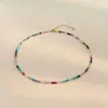 Collar de cuentas de arroz de colores de espíritu libre, collar de estilo juvenil y versátil, cadena de clavícula colorida de cuentas bohemia