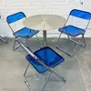Silla plegable transparente engrosada estilo industrial, popular en cafeterías en línea, teterías, pastelerías de postres y pasteles, juego de mesa y sillas de acero inoxidable
