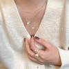 Collar con Colgante Perla Vía Láctea Cadena Hueso de Serpiente Doble Capa para Mujer