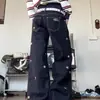 Jeans Casuales con Bordado de Estrella de Personalidad Retro Americano para Hombres y Mujeres 2025 Otoño Nuevos Pantalones de Pierna Ancha Versátiles de Moda