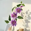 Clematis Estilo Francés con Cuatro Cabezas, Clematis Doble Pétalo Reina, Arreglo Floral Artificial, Muebles de Boda Decoración Suave Flor al por Mayor